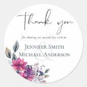 Stickers Merci Fuchsia Dreams Mariage Floral (Devant)