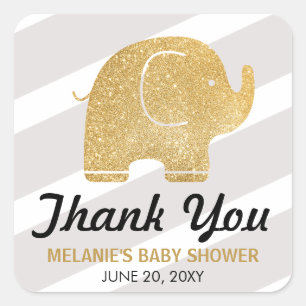 Stickers Merci gris éléphant Parties scintillant F