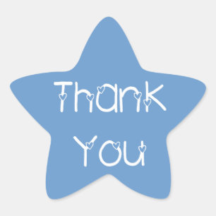 Stickers Merci Hearts Sky Blue Wedding