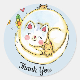 Stickers Merci Mama Cat et Kittens