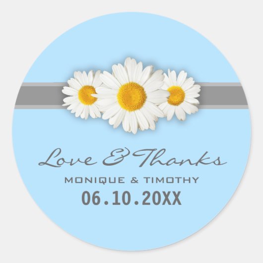 Stickers Merci Mariage bleu marron blanc (Devant)