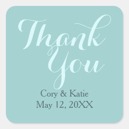 Stickers Merci Mariage bleu turquoise (Devant)