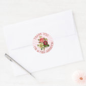 Stickers Merci Mariage Bouquet Bourgogne Rose (Enveloppe)