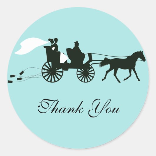 Stickers Merci Mariage cheval et transport (Devant)