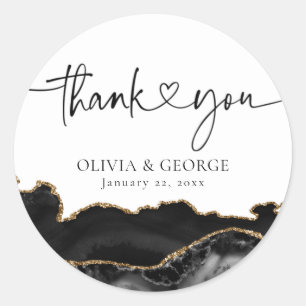 Stickers Merci Mariage d'Agate Noir et Or