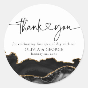 Stickers Merci Mariage d'Agate Noir et Or