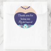 Stickers Merci Mariage de Bridesmaid bleu (Sac)
