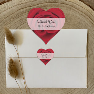 Stickers Merci Mariage de coeur — Rose rouge