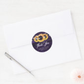 Stickers Merci Mariage de tournesol violet (Enveloppe)