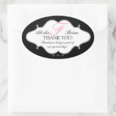 Stickers Merci Mariage Monogramme F Oval (Sac)