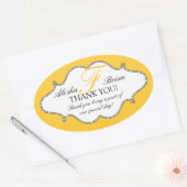 Stickers Merci Mariage Monogramme F Oval (Enveloppe)
