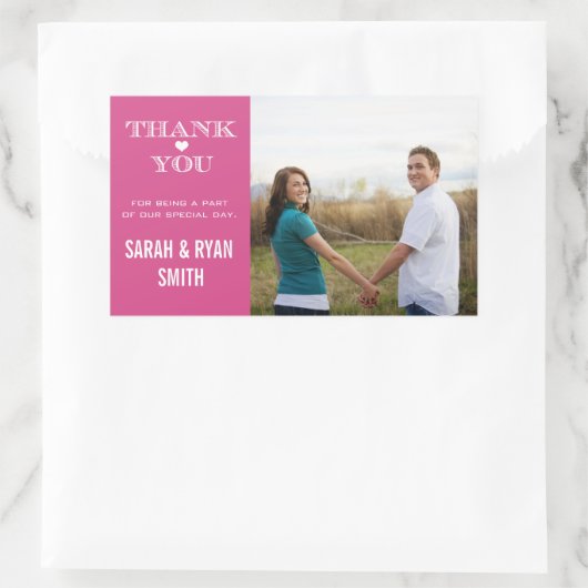 Stickers Merci Mariage rose coeur mignon (Sac)