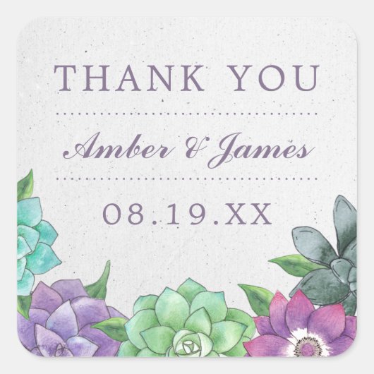 Stickers Merci Mariage succulent | Lavande (Devant)