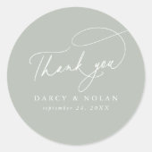 Stickers Merci Mariage vert charme élégant (Devant)