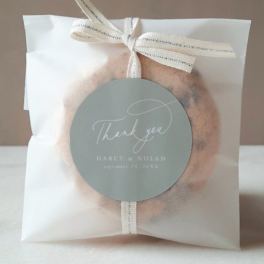 Stickers Merci Mariage vert charme élégant