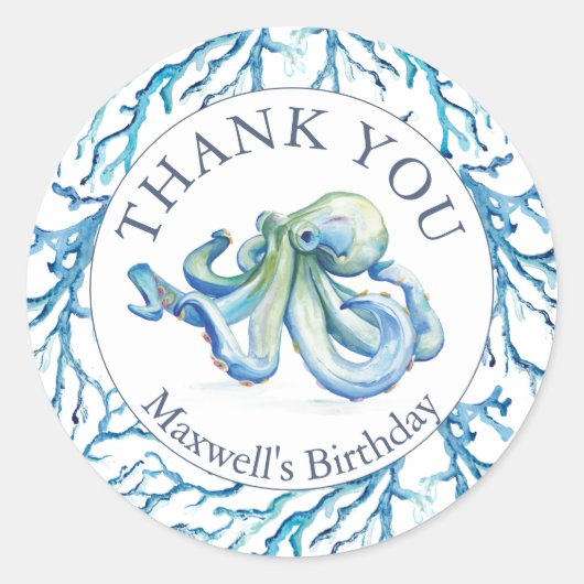 Stickers Merci mignonne sous la mer Anniversaire (Devant)