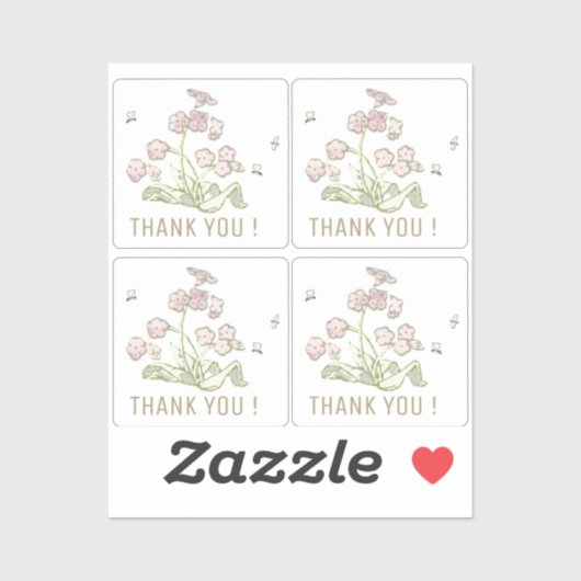Stickers Merci minuscule Fleur sauvage Petites abe (Feuille)