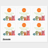 Stickers Merci Monster Birthday Party (Feuille)
