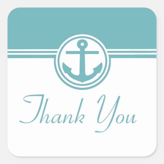 Stickers Merci Nautique turquoise Ancre (Devant)