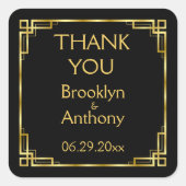 Stickers Merci Noir Et Or Art Déco (Devant)