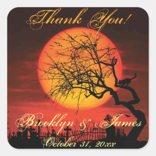 Stickers Merci Noir Halloween Mariage