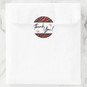 Stickers Merci noir rouge Zèbre Étiquette (Sac)