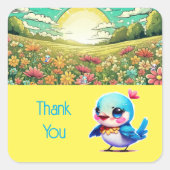 stickers Merci - Oiseaux et coucher de soleil (Devant)