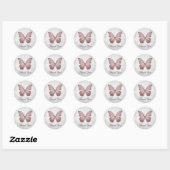 Stickers Merci papillon rose (Feuille)