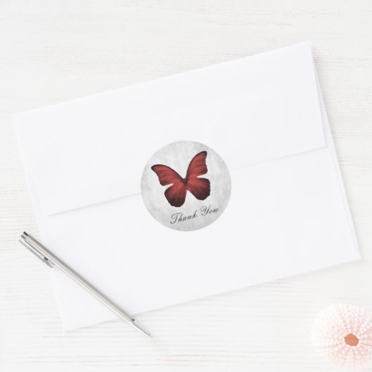 Stickers Merci papillon rouge (Enveloppe)