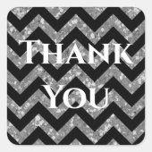 Stickers Merci Parties scintillant argent Chevron (Devant)