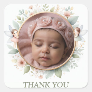 Stickers "Merci" personnalisables avec cadre de fé