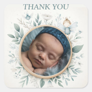 Stickers "Merci" personnalisables avec cadre de fé