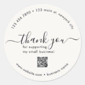 Stickers Merci personnalisé blanc avec code QR (Devant)