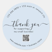 Stickers Merci personnalisé bleu clair avec code Q (Devant)