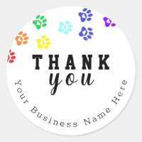 Stickers Merci personnalisé Rainbow Dog Paw