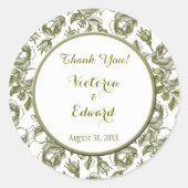 Stickers Merci personnalisé Rose blanc et or (Devant)