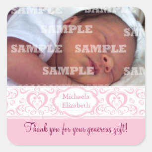 Stickers Merci pour bébé Sweet Pink