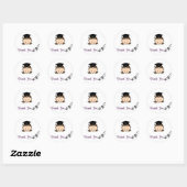 Stickers Merci pour fille de cheveux foncé (Feuille)