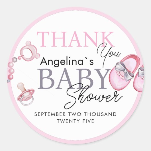 Stickers merci pour le baby shower. (Devant)