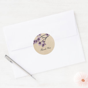 Stickers Merci pourpre Vintage cerise en fleurs