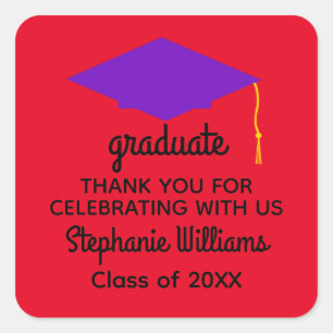 Stickers Merci Purple Graduation Cap #1