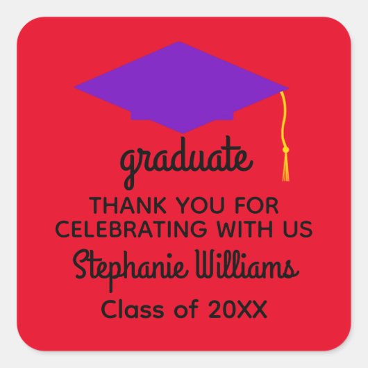 Stickers Merci Purple Graduation Cap #1 (Devant)