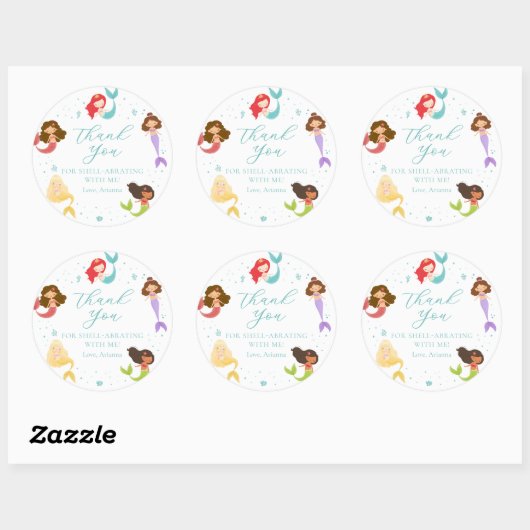 Stickers Merci Rainbow Mermaid (Feuille)