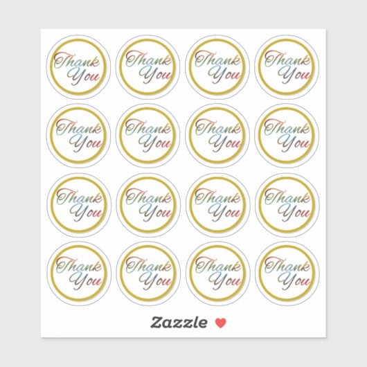 Stickers Merci rond transparent (Feuille)