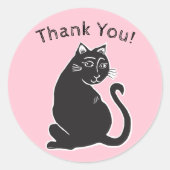 Stickers Merci rose Chat noir (Devant)