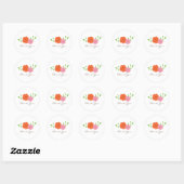 Stickers Merci rose orange en fleurs (Feuille)