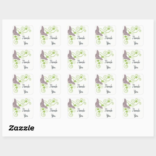 Stickers Merci rose papillon (Feuille)
