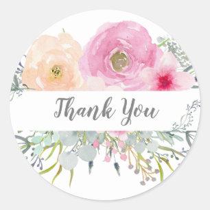Stickers Merci rose vif BOHO Floral