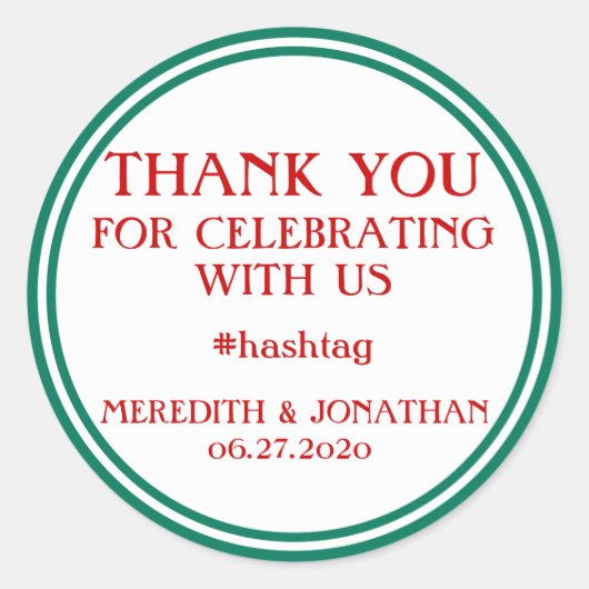 Stickers Merci Rouge Blanc Vert Mariage (Devant)