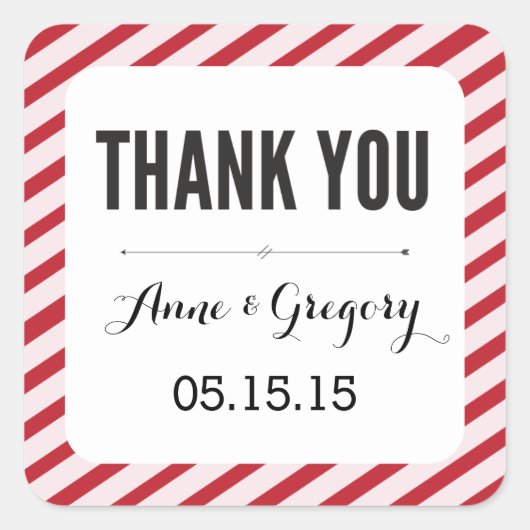 Stickers Merci Rouge Carnaval Stripes Favoriser (Devant)